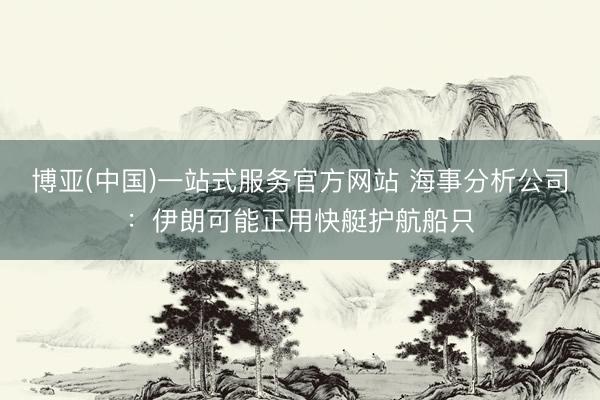 博亚(中国)一站式服务官方网站 海事分析公司：伊朗可能正用快艇护航船只