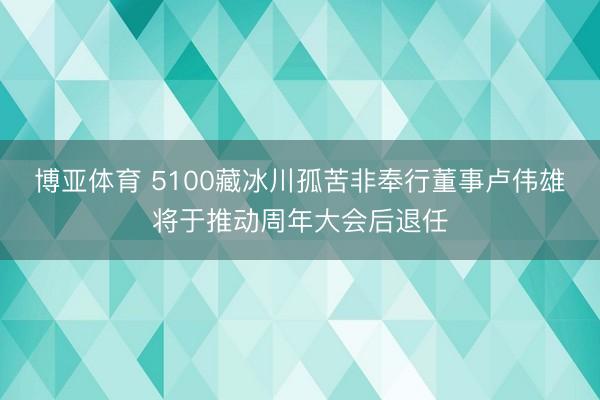 博亚体育 5100藏冰川孤苦非奉行董事卢伟雄将于推动周年大会后退任