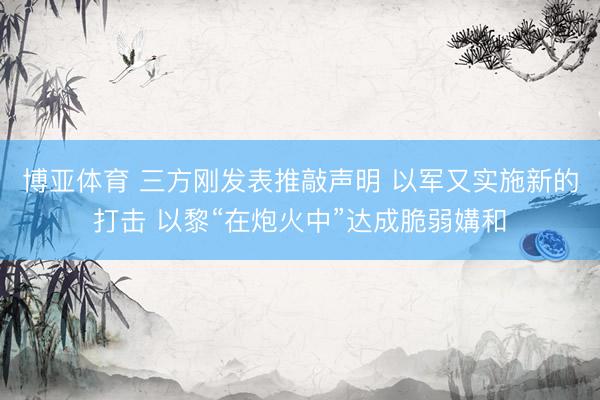 博亚体育 三方刚发表推敲声明 以军又实施新的打击 以黎“在炮火中”达成脆弱媾和