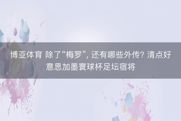 博亚体育 除了“梅罗”， 还有哪些外传? 清点好意思加墨寰球杯足坛宿将