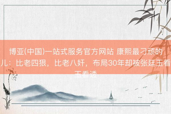 博亚(中国)一站式服务官方网站 康熙最刁顽的男儿：比老四狠，比老八奸，布局30年却被张廷玉看透
