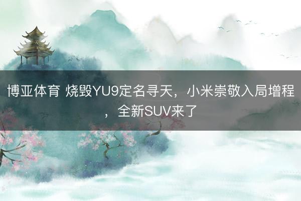 博亚体育 烧毁YU9定名寻天，小米崇敬入局增程，全新SUV来了
