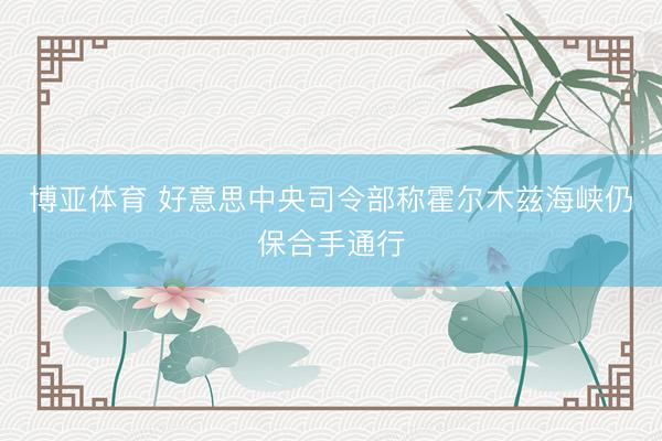 博亚体育 好意思中央司令部称霍尔木兹海峡仍保合手通行