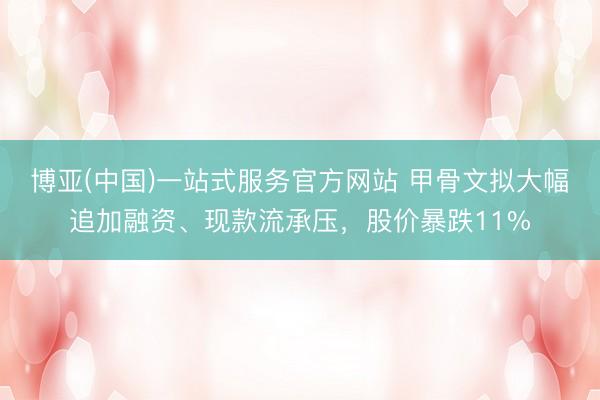 博亚(中国)一站式服务官方网站 甲骨文拟大幅追加融资、现款流承压，股价暴跌11%