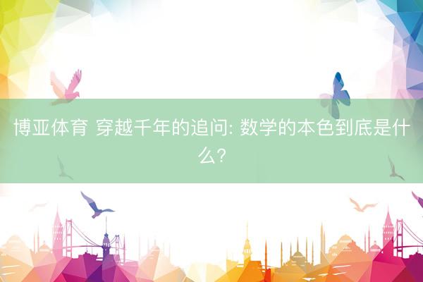 博亚体育 穿越千年的追问: 数学的本色到底是什么?